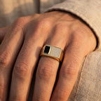 Black Onyx Split Pave Signet Ring 18k gold vermeil
