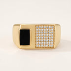 Black Onyx Split Pave Signet Ring 18k gold vermeil