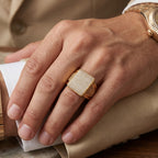 Full Pave Vertical Grille Signet Ring 18k gold vermeil