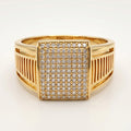Full Pave Vertical Grille Signet Ring 18k gold vermeil
