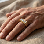Triple Princess Channel Double Rail Band Ring 18k gold vermeil