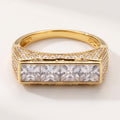 Four Princess Channel Pave Shoulder Ring 18k gold vermeil