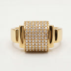 Full Pave Barrel Pillar Signet Ring 18k gold vermeil