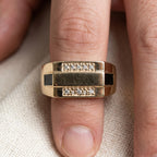 Black Enamel Dual Bar Signet Ring 18k gold vermeil