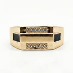 Black Enamel Dual Bar Signet Ring 18k gold vermeil