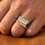 Black Enamel Dual Bar Signet Ring 18k gold vermeil