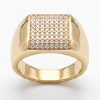 Full Pave Square Dome Signet Ring 18k gold vermeil