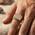 Full Pave Square Dome Signet Ring 18k gold vermeil