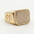 Full Pave Octagonal Diamond-Cut Signet Ring 18k gold vermeil