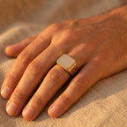 Full Pave Octagonal Diamond-Cut Signet Ring 18k gold vermeil