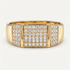 Wide Full Pave Rectangular Signet Ring 18k gold vermeil