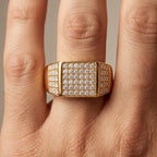 Wide Full Pave Rectangular Signet Ring 18k gold vermeil