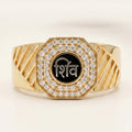 Octagon Double Halo Script Signet Ring 18k gold vermeil