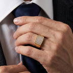 Full Pave Cushion Signet Ring 18k gold vermeil
