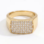 Full Pave Cushion Signet Ring 18k gold vermeil