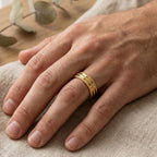 Ribbed Milgrain Plain Gold Band Ring 18k gold vermeil