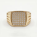 Full Pave Square Cut-Shoulder Signet Ring 18k gold vermeil