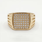 Full Pave Square Cut-Shoulder Signet Ring 18k gold vermeil