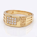 Pave Square Geometric Engraved Grille Signet Ring 18k gold vermeil