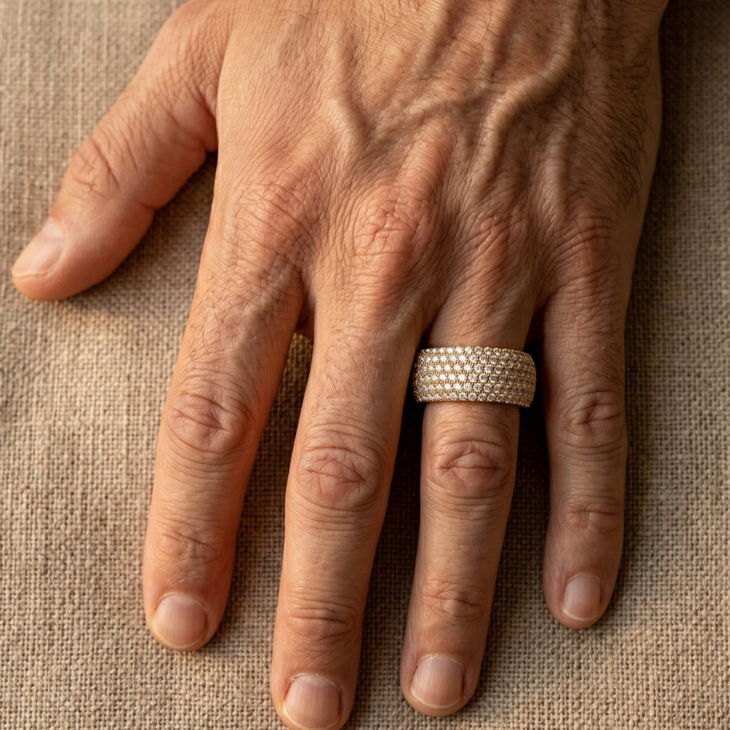Five-Row Full Pave Eternity Band Ring 18k gold vermeil