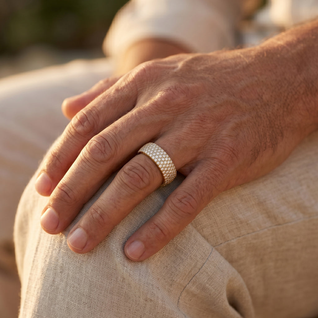 Five-Row Full Pave Eternity Band Ring 18k gold vermeil