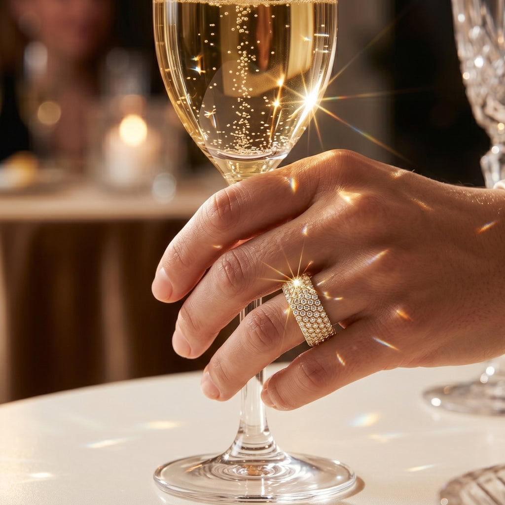 Five-Row Full Pave Eternity Band Ring 18k gold vermeil