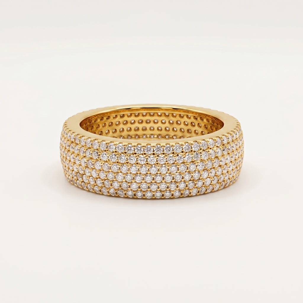 Five-Row Full Pave Eternity Band Ring 18k gold vermeil