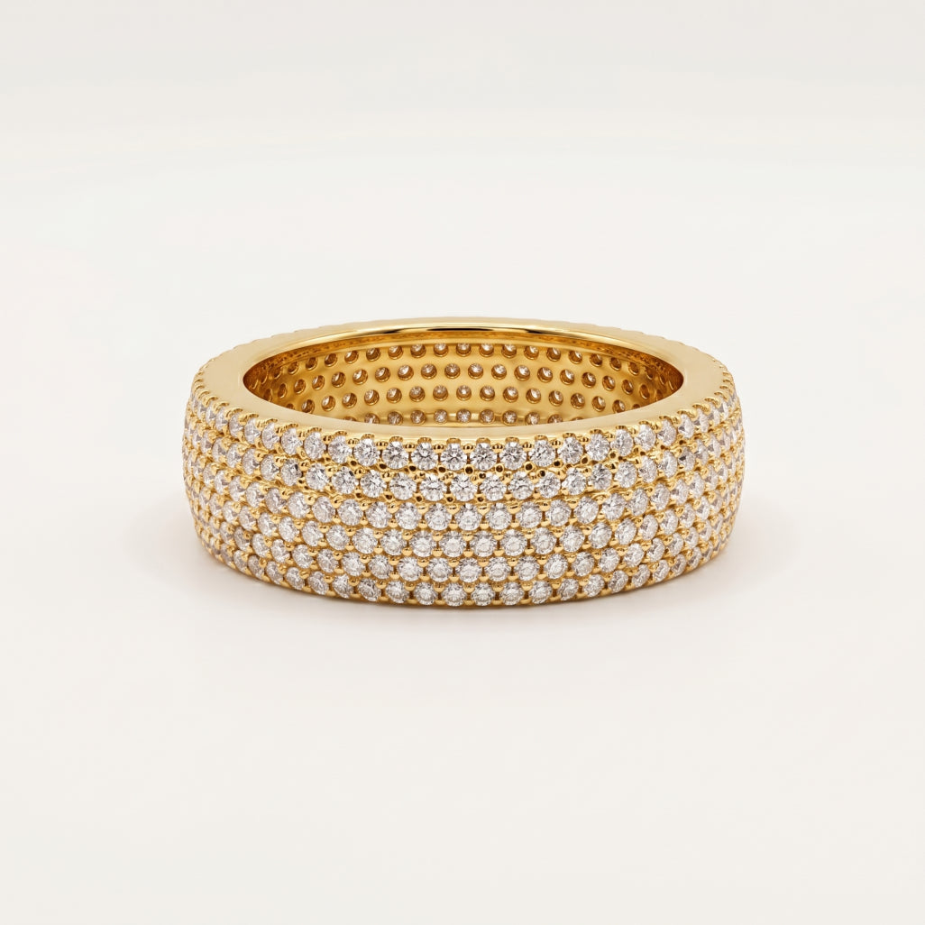 Five-Row Full Pave Eternity Band Ring 18k gold vermeil