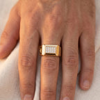Raised Pave Bar Wide Polished Signet Ring 18k gold vermeil