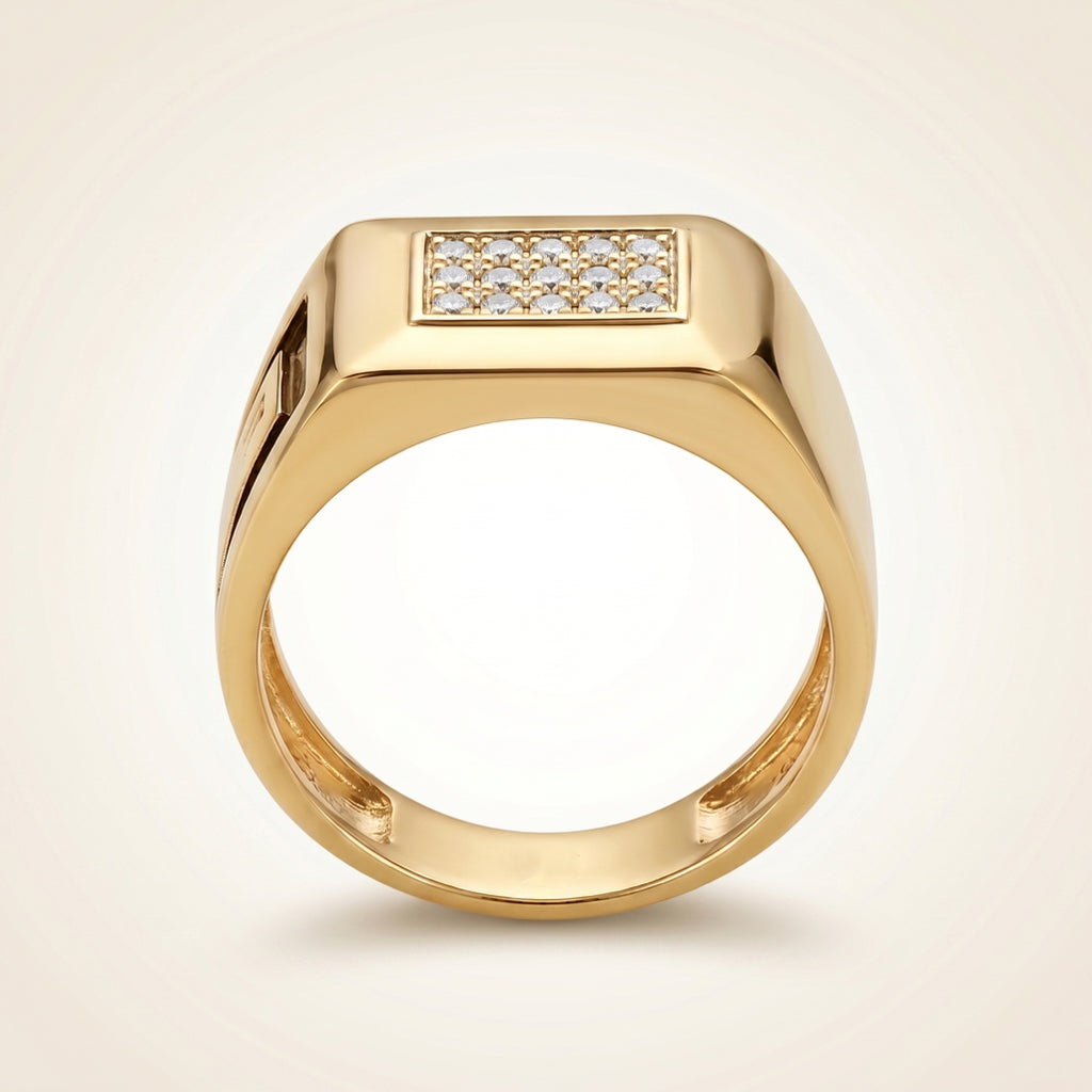 Raised Pave Bar Wide Polished Signet Ring 18k gold vermeil