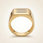 Raised Pave Bar Wide Polished Signet Ring 18k gold vermeil