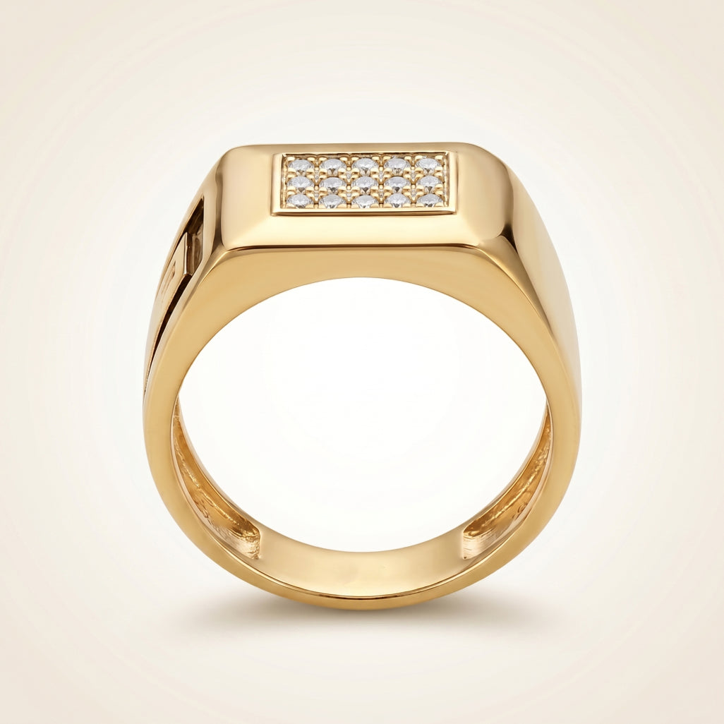 Raised Pave Bar Wide Polished Signet Ring 18k gold vermeil