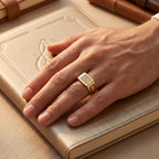 Raised Pave Bar Wide Polished Signet Ring 18k gold vermeil