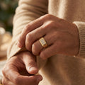 Raised Pave Bar Wide Polished Signet Ring 18k gold vermeil