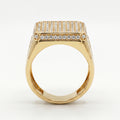 Tall Baguette Pave Square Raised Signet Ring 18k gold vermeil