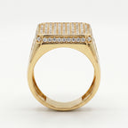 Tall Baguette Pave Square Raised Signet Ring 18k gold vermeil