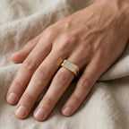 Full Pave Rectangular Arrow-Cut Shoulder Signet Ring 18k gold vermeil