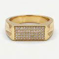 Full Pave Rectangular Arrow-Cut Shoulder Signet Ring 18k gold vermeil