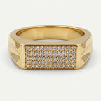 Full Pave Rectangular Arrow-Cut Shoulder Signet Ring 18k gold vermeil