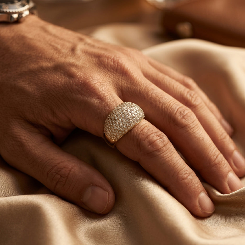 Full Pave Dome Ring 18k gold vermeil