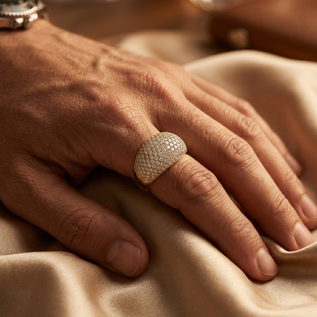 Full Pave Dome Ring 18k gold vermeil