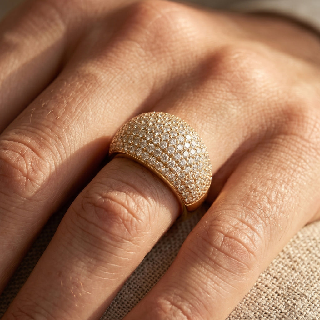Full Pave Dome Ring 18k gold vermeil
