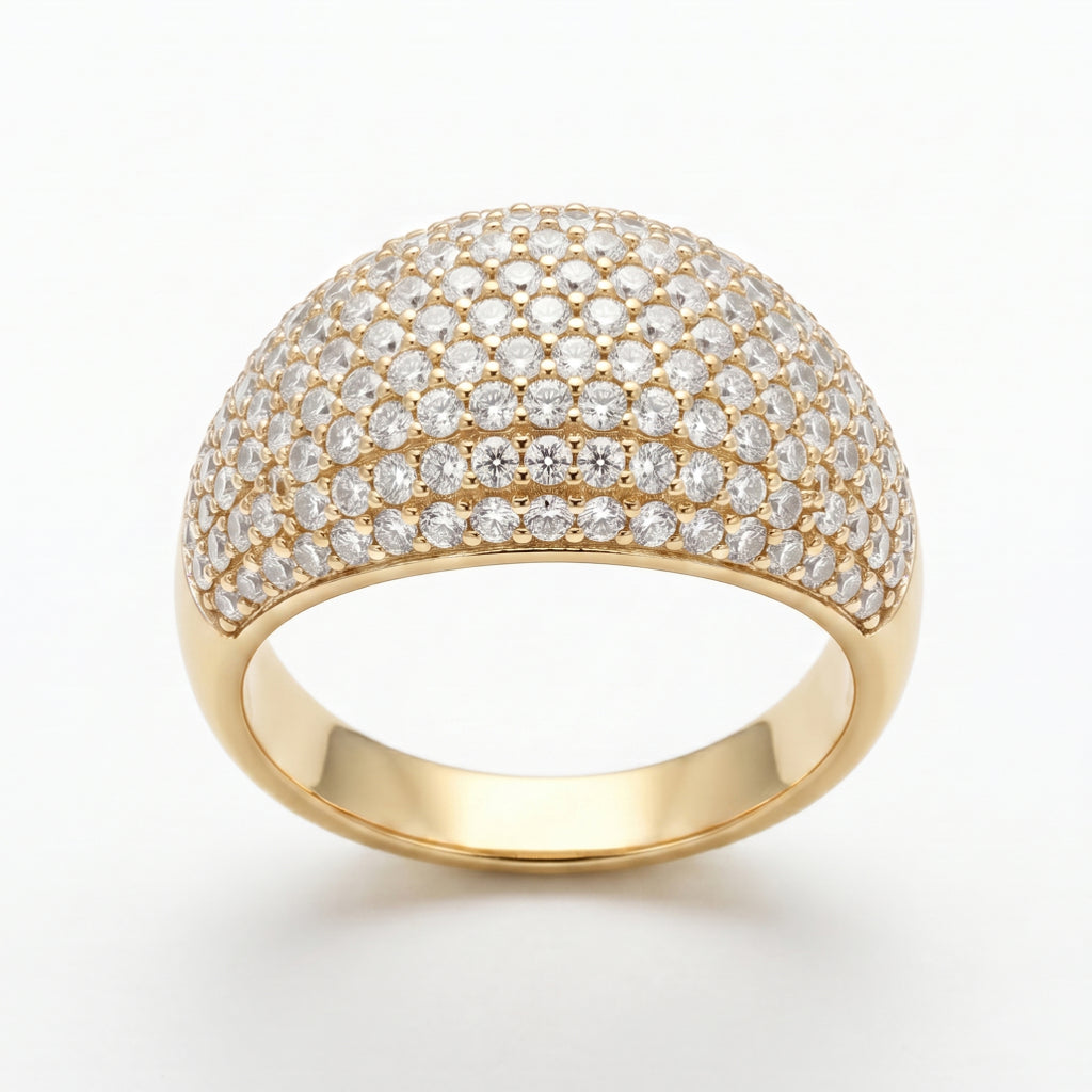 Full Pave Dome Ring 18k gold vermeil
