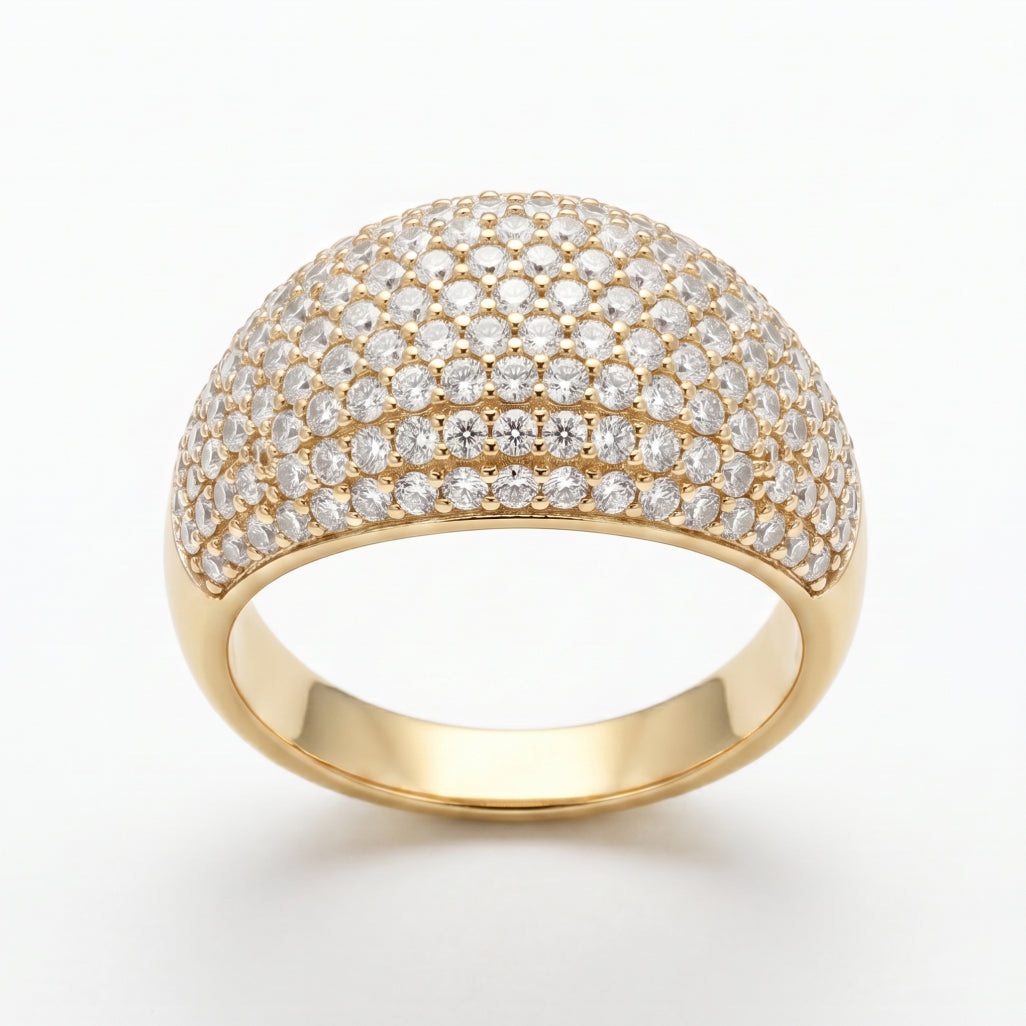 Full Pave Dome Ring 18k gold vermeil