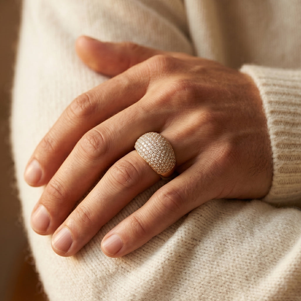 Full Pave Dome Ring 18k gold vermeil