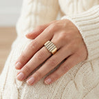 Black Enamel Four-Column  Pillar Ring 18k gold vermeil