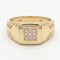 Mini Nine-Stone Pave Diagonal Groove Signet Ring 18k gold vermeil
