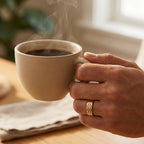 Brushed Dome Wave Enamel Band Ring 18k gold vermeil