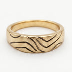 Brushed Dome Wave Enamel Band Ring 18k gold vermeil