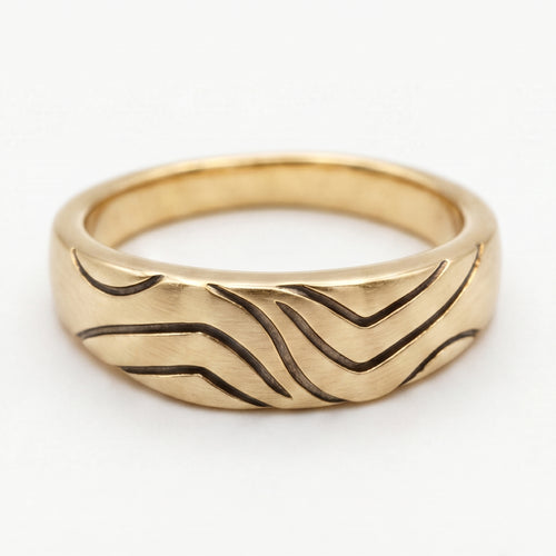 Brushed Dome Wave Enamel Band Ring 18k gold vermeil
